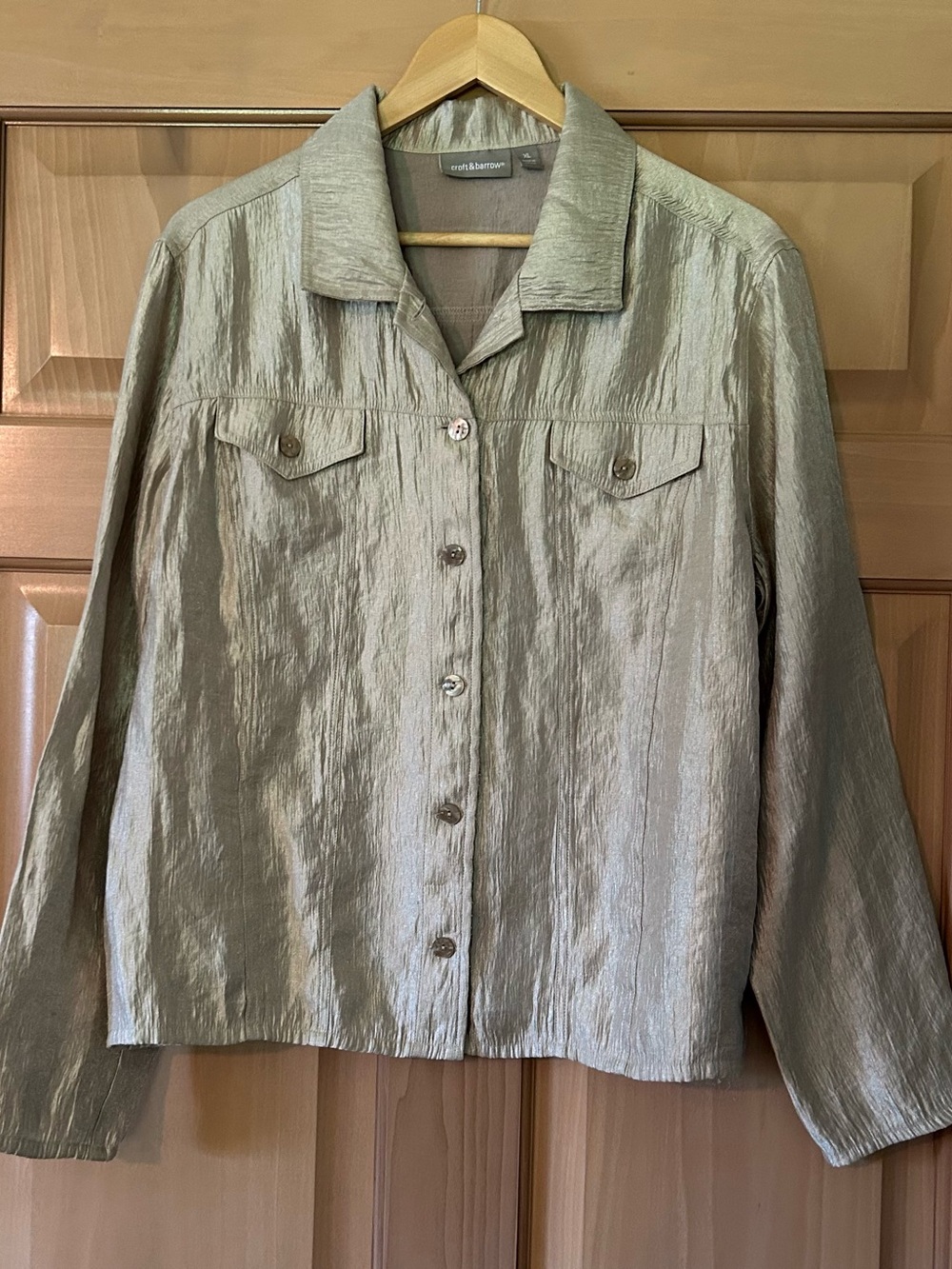 Croft & Barrow Gold Metallic Shacket Size XL Modern Metallic Y2K Whimsigoth
